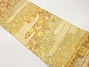 ヱ霞に花唐草・青海波・七宝模様織出し袋帯